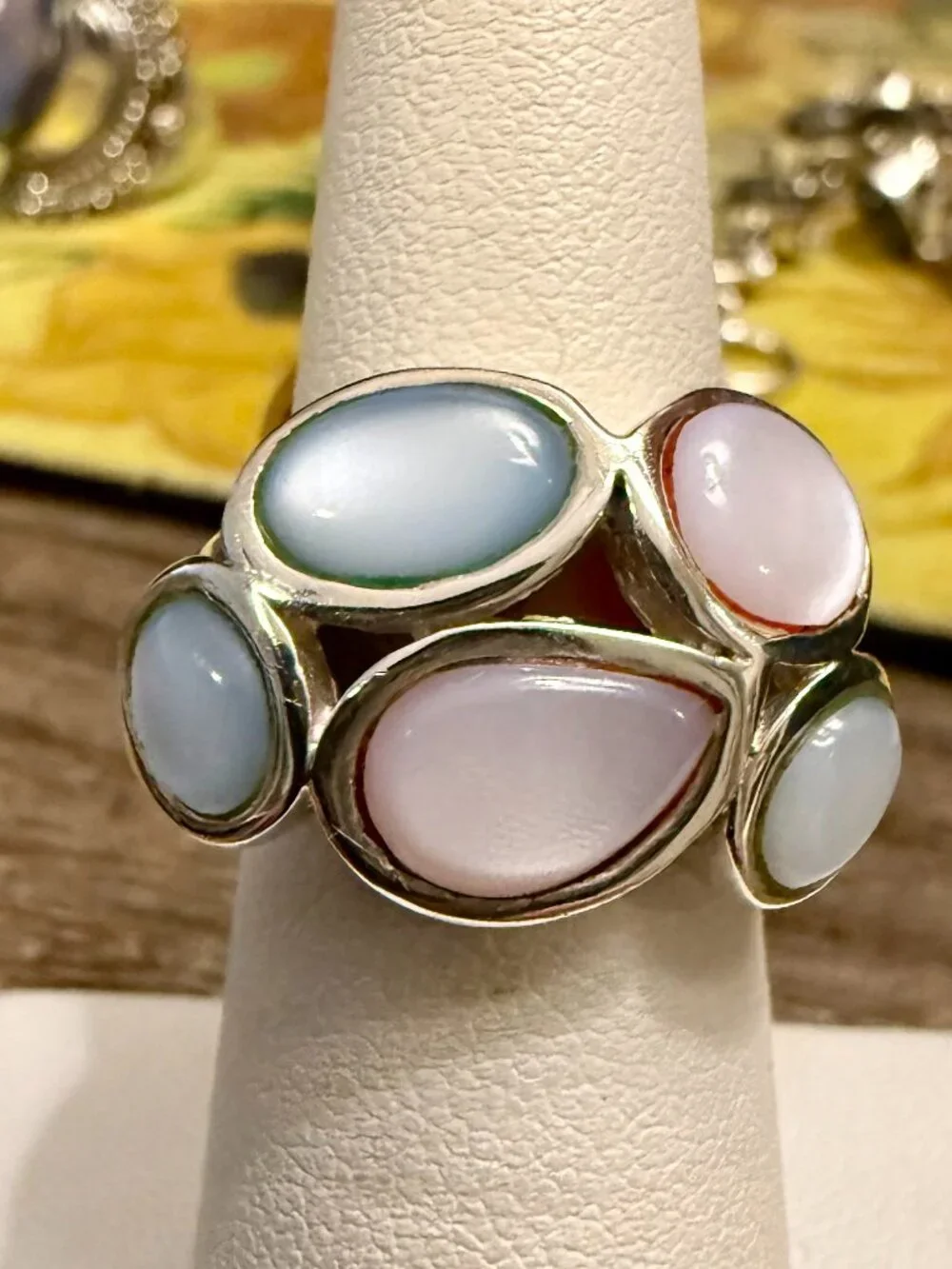 Sterling silver ring multi-stone cluster design